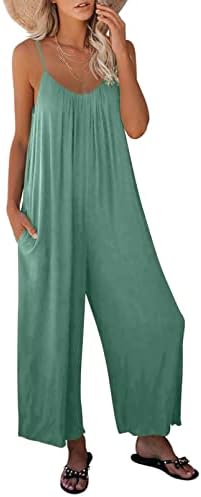 Dokotoo Ladies’s Unfastened Sleeveless Jumpsuits Adjustable Spaghetti Strap Stretchy Lengthy Pant Romper Jumpsuit with Pockets