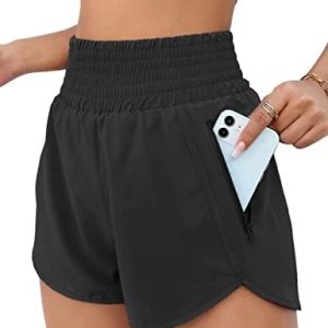 BMJL Ladies’s Athletic Shorts Excessive Waisted Operating Shorts Pocket Sporty Brief Gymnasium Elastic Exercise Shorts