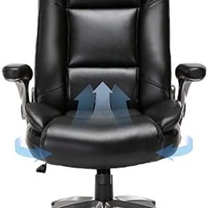 Excessive Again Govt Workplace Chair-Ergonomic Bonded Leather-based Laptop Chair with Flip-up Arms