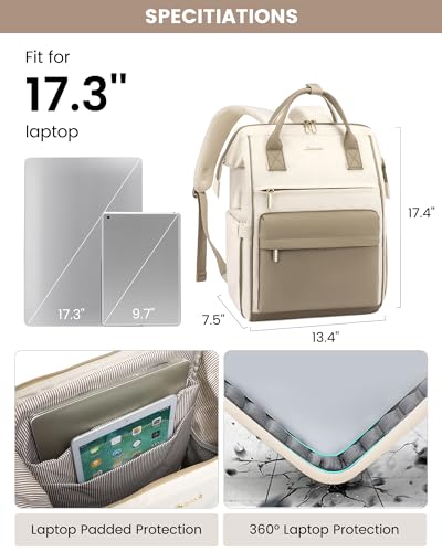 LOVEVOOK-Laptop-Backpack-for-Women-17-Inch-Work-Teacher-Nurse-Bag-Large-Capacity-Business-Computer-Backpack-Purse-with-USB-Port-Stylish-Casual-Daypack-for-TravelBeigeKhaki