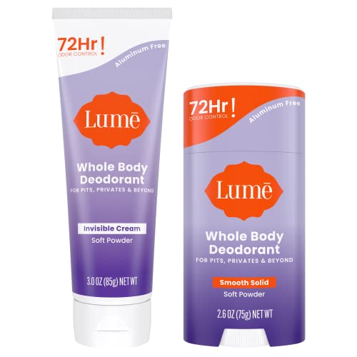 Lume Entire Physique Deodorant – Invisible Cream – 72 Hour Odor Management – Aluminum Free