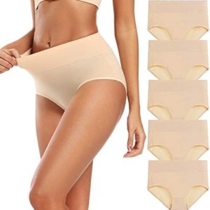Molasus Ladies’s Cotton Underwear Excessive Waisted Full Protection Girls Panties (Common & Plus Measurement)