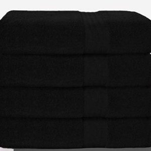 GLAMBURG Premium Cotton 4 Pack Tub Towel Set – 100% Pure Cotton – 4 Tub Towels 27×54 – Splendid for On a regular basis use – Extremely Smooth & Extremely Absorbent – Black