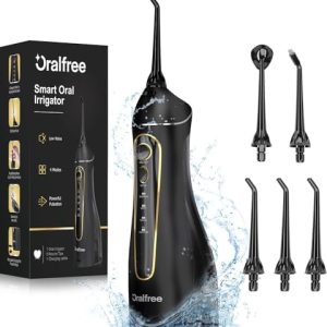 Oralfree Water Dental flosser Enamel Picks – Braces Cordless Oral Irrigator Moveable Rechargeable Journey Irrigation Cleaner IPX7 Waterproof Electrical Skilled Flossing Enamel Cleansing for Residence
