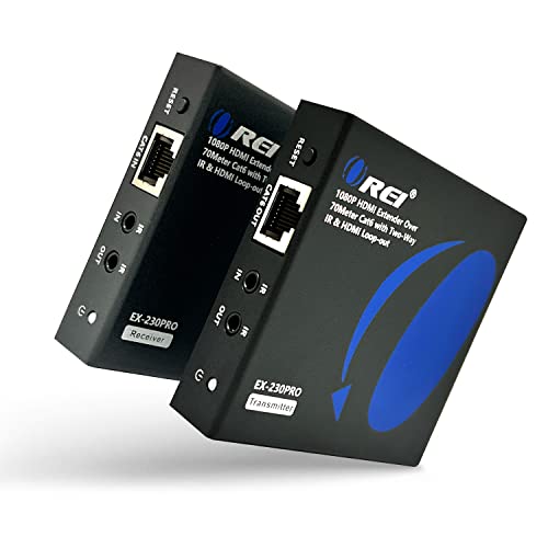 OREI HDMI Over Ethernet Extender Over Single CAT6/7 Ethernet Cable 4K@30Hz As much as 130 ft & 1080p As much as 230 ft (EX-230PRO)