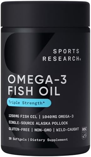 Sports activities Analysis Triple Energy Omega 3 Fish Oil 1250mg from Wild Alaska Pollock – Burpless Fish Oil Complement with Omega3s EPA & DHA – Sustainably Sourced