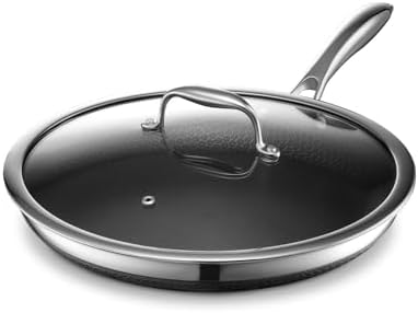 HexClad Hybrid Nonstick 12-Inch Fry Pan with Tempered Glass Lid