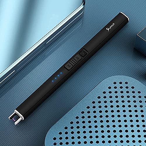 SUPRUS-Electric-Lighter-Arc-Windproof-Flameless-USB-Lighter-Rechargeable-Lighter-with-Safety-Lock-for-Candle-BBQ-Camping-Black