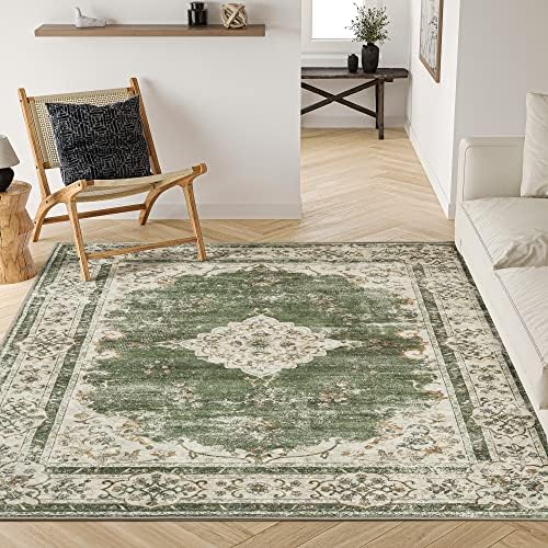 Valenrug Washable Rug 6×9 – Extremely Skinny Inexperienced Assortment Space Rug